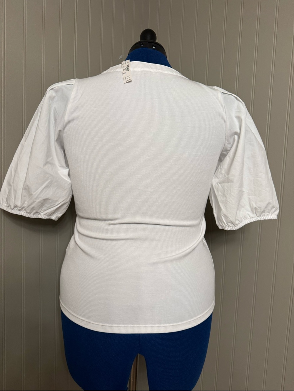 Madewell White Puff Sleeve Henley Size S, NWT Pima Cotton, Retails $68 - Picture 3 of 8